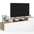 ID MARKET - Meuble TV 140-180 cm modulable d'angle BASILE rotatif bois et blanc - vignette