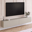 ID MARKET - Meuble TV 180 cm suspendu ELIO 2 portes beige - vignette