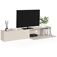 ID MARKET - Meuble TV 180 cm suspendu ELIO 2 portes beige - vignette
