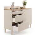 ID MARKET - Buffet bas casserolier de cuisine 120 cm CLAUDE plan de travail effet bois H.83 cm 1 porte + 3 tiroirs beige - vignette