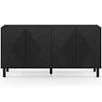 ID MARKET - Buffet 160 cm HIMARA 4 portes lattes géométriques bois noir - vignette
