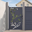 ID MARKET - Portillon 100 x 155 cm en acier gris anthracite avec motifs FLOWER - vignette