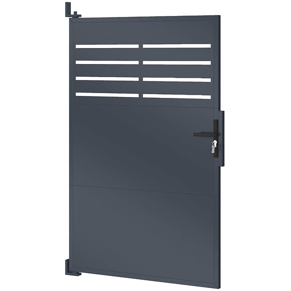 ID MARKET - Portillon 105 x 160 cm en acier ajouré gris anthracite - large