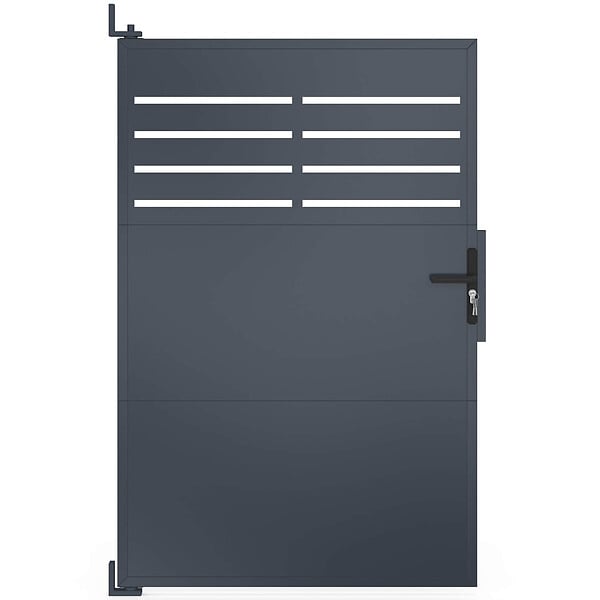 ID MARKET - Portillon 105 x 160 cm en acier ajouré gris anthracite - large