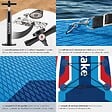 TECTAKE - Planche de stand up paddle gonflable siège de kayak jusqu'à 200 kg antidérapant pagaie double rouge bleu 320 x 84 x 39,5 cm kit complet - vignette