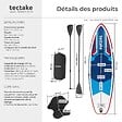 TECTAKE - Planche de stand up paddle gonflable siège de kayak jusqu'à 200 kg antidérapant pagaie double rouge bleu 320 x 84 x 39,5 cm kit complet - vignette