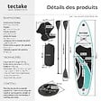TECTAKE - Planche de stand up paddle gonflable avec support pour appareil photo siège de kayak antidérapant jusqu'à 200 kg blanc et turquoise 320 x 84 x 39,5 cm - vignette