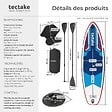 TECTAKE - Planche de stand up paddle gonflable avec support pour appareil photo siège de kayak rouge bleu 320 x 84 x 39,5 cm antidérapant jusqu'à 200 kg - vignette