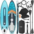 TECTAKE - Planche de stand up paddle gonflable siège de kayak jusqu'à 200 kg antidérapant raquette double turquoise orange 320 x 84 x 39,5 cm kit complet - vignette