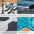 TECTAKE - Planche stand up paddle gonflable 2 en 1 avec support appareil photo siège kayak antidérapant 200 kg turquoise orange 320x84x39,5 cm kit complet - vignette