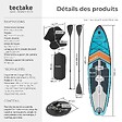 TECTAKE - Planche stand up paddle gonflable 2 en 1 avec support appareil photo siège kayak antidérapant 200 kg turquoise orange 320x84x39,5 cm kit complet - vignette