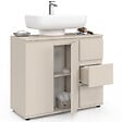 ID MARKET - Meuble sous lavabo salle de bain TOMI avec placard et 3 tiroirs beige - vignette
