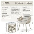 TECTAKE - Chaise 2 places avec table en rope design beige coussin assise 10 cm dossier 15 cm - vignette