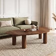 ID MARKET - Table basse ORGANIQUE 140 cm bois effet noyer - vignette