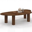 ID MARKET - Table basse ORGANIQUE 140 cm bois effet noyer - vignette