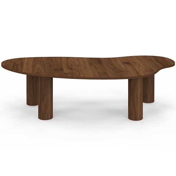 ID MARKET - Table basse ORGANIQUE 140 cm bois effet noyer - large