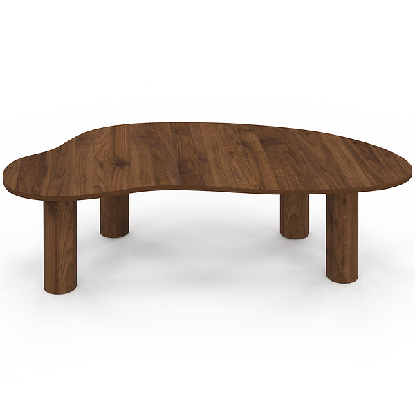 ID MARKET - Table basse ORGANIQUE 140 cm bois effet noyer - large