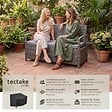 TECTAKE - 2 Places banc de jardin gris résistant aux intempéries 128 x 56 x 77,5 cm capacité de rangement 160 l avec housse de protection - vignette
