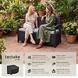 TECTAKE - 2 Places banc de jardin résistant aux intempéries 128 x 56 x 77,5 cm capacité de rangement 160 l avec housse de protection noir - vignette