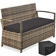 TECTAKE - 2 Places banc de jardin résistant aux intempéries marron naturel 128 x 56 x 77,5 cm capacité de rangement 160 l avec housse de protection - vignette