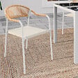 ID MARKET - Lot de 6 chaises de jardin MADEIRA métal blanc cordage et textilène beige et rotin clair - vignette