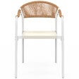 ID MARKET - Lot de 6 chaises de jardin MADEIRA métal blanc cordage et textilène beige et rotin clair - vignette