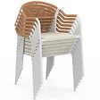 ID MARKET - Lot de 6 chaises de jardin MADEIRA métal blanc cordage et textilène beige et rotin clair - vignette