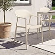 ID MARKET - Lot de 4 chaises de jardin empilables SUZON en polypropylène beige - vignette