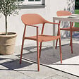 ID MARKET - Lot de 4 chaises de jardin empilables SUZON en polypropylène terracotta - vignette