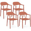 ID MARKET - Lot de 4 chaises de jardin empilables SUZON en polypropylène terracotta - vignette