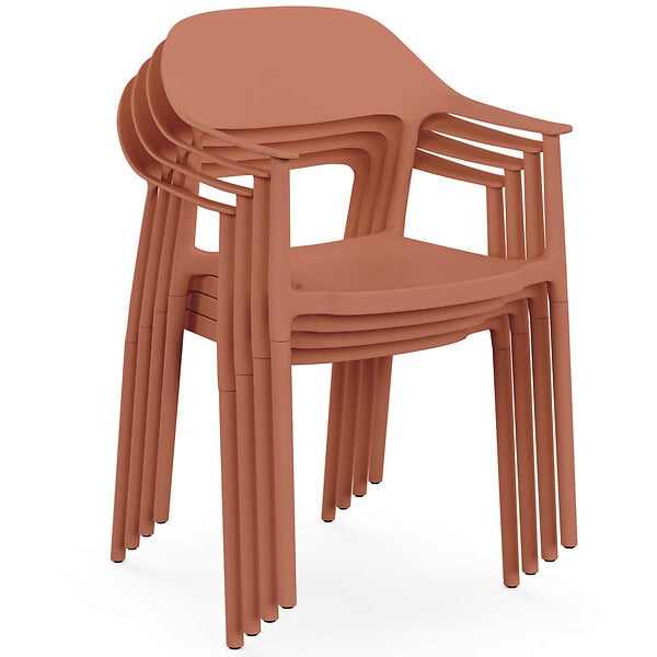 ID MARKET - Lot de 4 chaises de jardin empilables SUZON en polypropylène terracotta - large