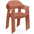 ID MARKET - Lot de 4 chaises de jardin empilables SUZON en polypropylène terracotta - vignette