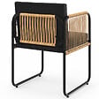 ID MARKET - Lot de 4 chaises de jardin RIO structure métal noir, cordage effet rotin clair et coussins noirs - vignette