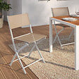 ID MARKET - Lot de 6 chaises de jardin pliantes BASTIA métal et textilène blanc et beige taupe - vignette