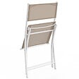 ID MARKET - Lot de 6 chaises de jardin pliantes BASTIA métal et textilène blanc et beige taupe - vignette