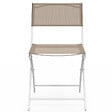 ID MARKET - Lot de 6 chaises de jardin pliantes BASTIA métal et textilène blanc et beige taupe - vignette