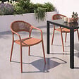 ID MARKET - Lot de 4 chaises de jardin empilables ODELIA en polypropylène et cordage terracotta - vignette