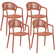 ID MARKET - Lot de 4 chaises de jardin empilables ODELIA en polypropylène et cordage terracotta - vignette
