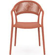 ID MARKET - Lot de 4 chaises de jardin empilables ODELIA en polypropylène et cordage terracotta - vignette