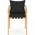 ID MARKET - Lot de 4 chaises de jardin MALTA structure en métal effet bois, lanières et coussins noirs - vignette