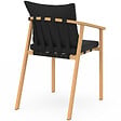 ID MARKET - Lot de 4 chaises de jardin MALTA structure en métal effet bois, lanières et coussins noirs - vignette