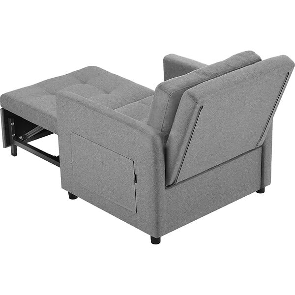 TECTAKE - Fauteuil lit 3 en 1 dossier réglable en 6 positions gris 82 x 80 x 86 cm capacité 150 kg avec station de recharge usb - large