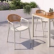 ID MARKET - Lot de 4 chaises de jardin empilables ODELIA en polypropylène et cordage beige - vignette