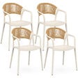 ID MARKET - Lot de 4 chaises de jardin empilables ODELIA en polypropylène et cordage beige - vignette