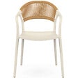 ID MARKET - Lot de 4 chaises de jardin empilables ODELIA en polypropylène et cordage beige - vignette