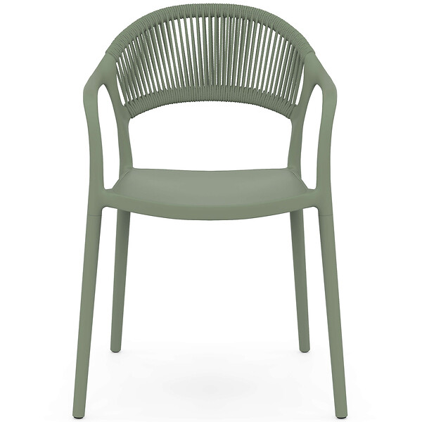ID MARKET - Lot de 4 chaises de jardin empilables ODELIA en polypropylène et cordage vert - large