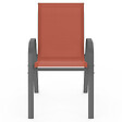ID MARKET - Lot de 4 chaises de jardin LYMA métal et textilène empilables terracotta et gris - vignette