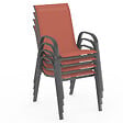 ID MARKET - Lot de 4 chaises de jardin LYMA métal et textilène empilables terracotta et gris - vignette