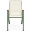 ID MARKET - Lot de 6 chaises de jardin NOUMEA métal et textilène empilables vert et bois - vignette