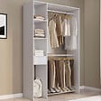 ID MARKET - Dressing double penderie L. 110 cm MIRTY avec étagères + tiroir + rangements à chaussures blanc - vignette